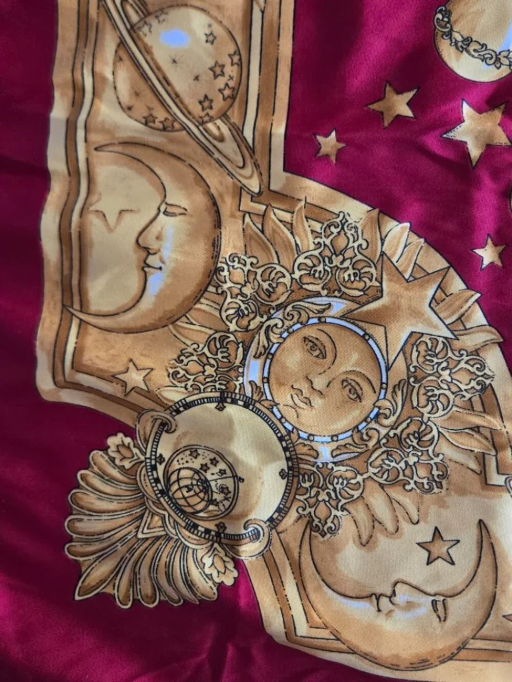 Celestial Sun Moon Zodiac Satin Feel Square Scarf